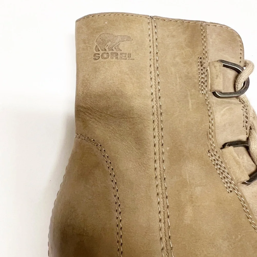 Sorel Womens Ash Brown Tan Joan of Arctic Wedge II Lace Up Leather Boot Sz 8.5